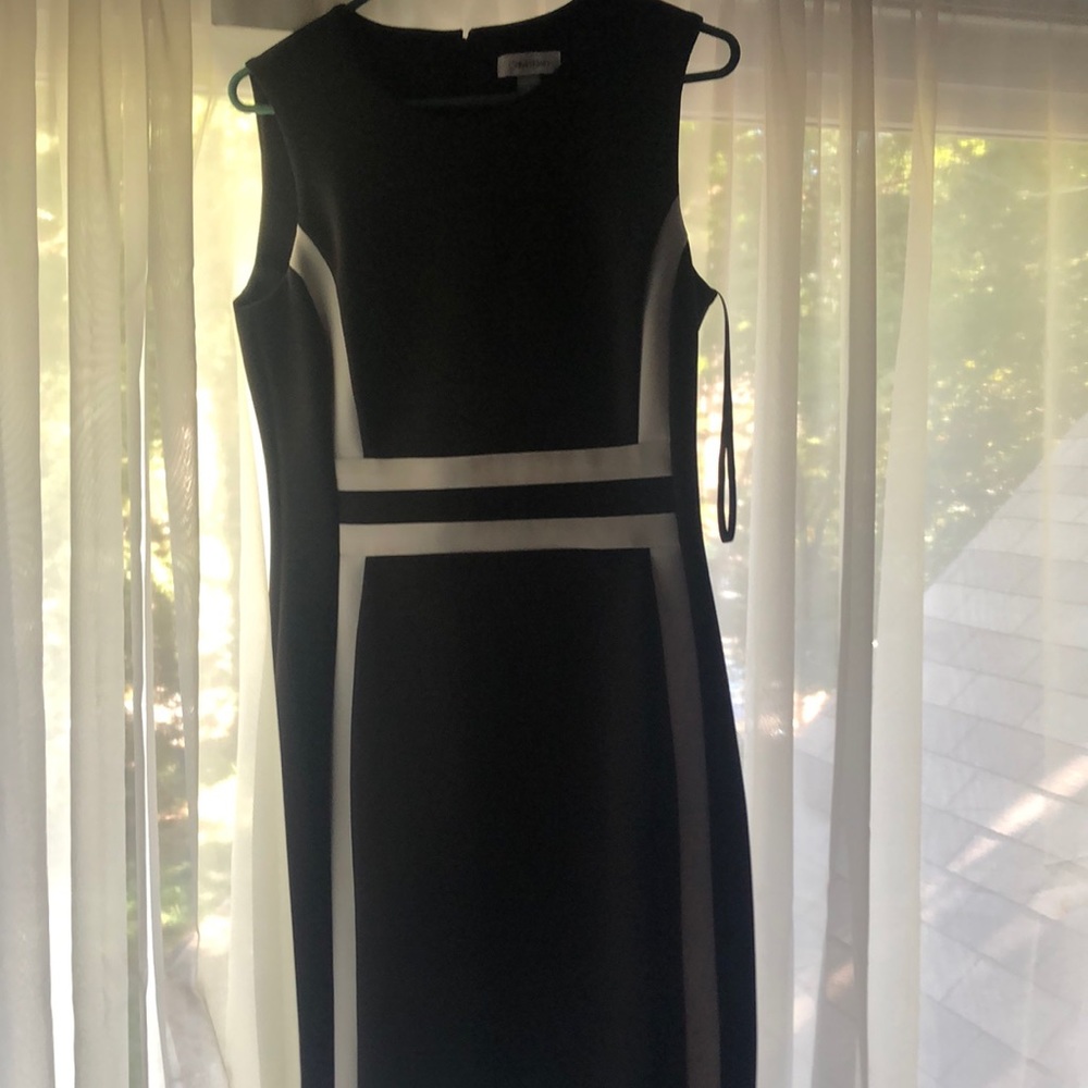 Fitted dress   Calvin Klein     Black and white